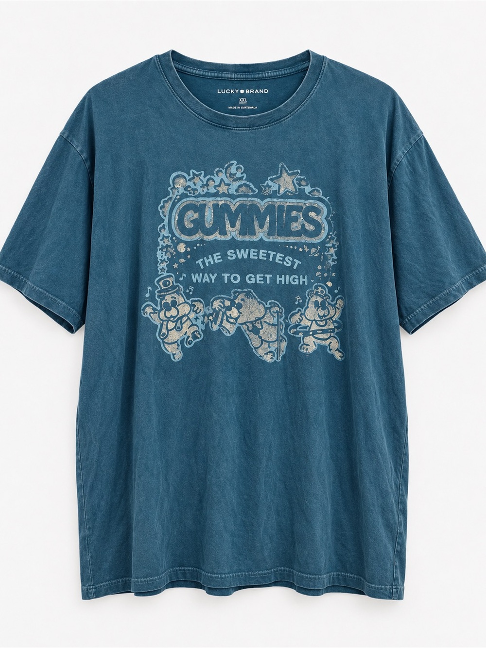 Lucky Brand Gummies Graphic T-Shirt Women’s XXL Teal Washed Y2K Novelty Tee